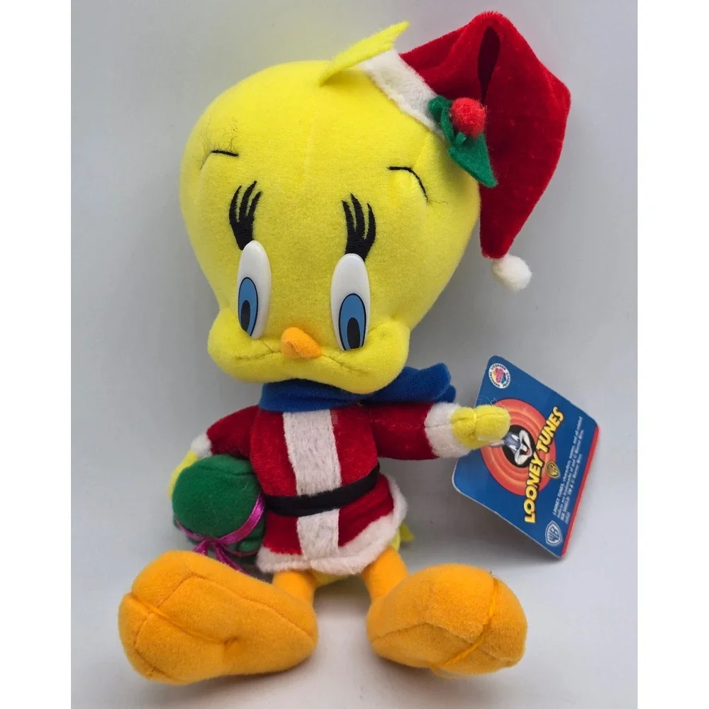 Vintage Tweety Bird Looney Tunes Plush 8in Santa 2002 Christmas Holiday NWT